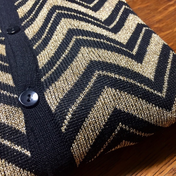 Vintage Black & gold cardigan sweater women’s S - Picture 9 of 13